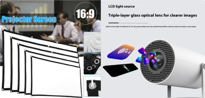 Portable Projector Small Straight Projector for Home Use 180 Degrees Projection Angle Automatic Focus Home Video Projector