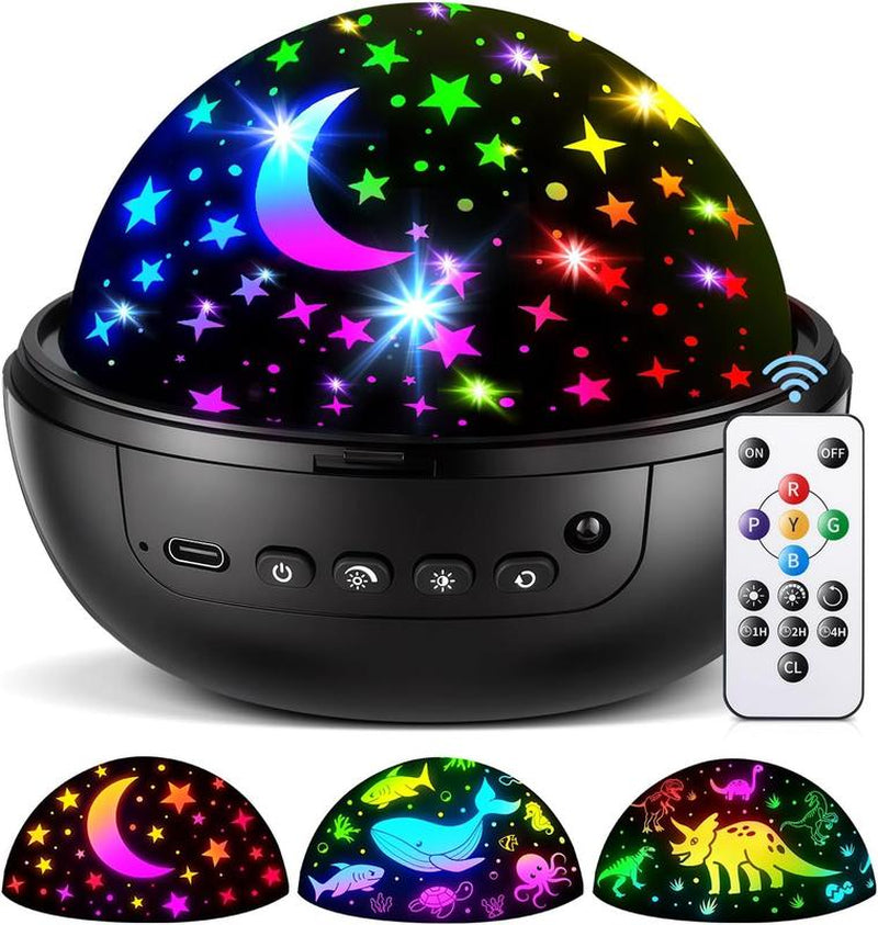 Onefire Night Light for Kids Ball 93 Lighting+3 Films Kids Night Light Projector,Remote+Dimmable Star Projector Dinosaur Toys 360° Ceiling Stars Glow in the Dark Stars,Christmas Gifts for 4 Year Old Boy Birthday Gift Remote Controlled