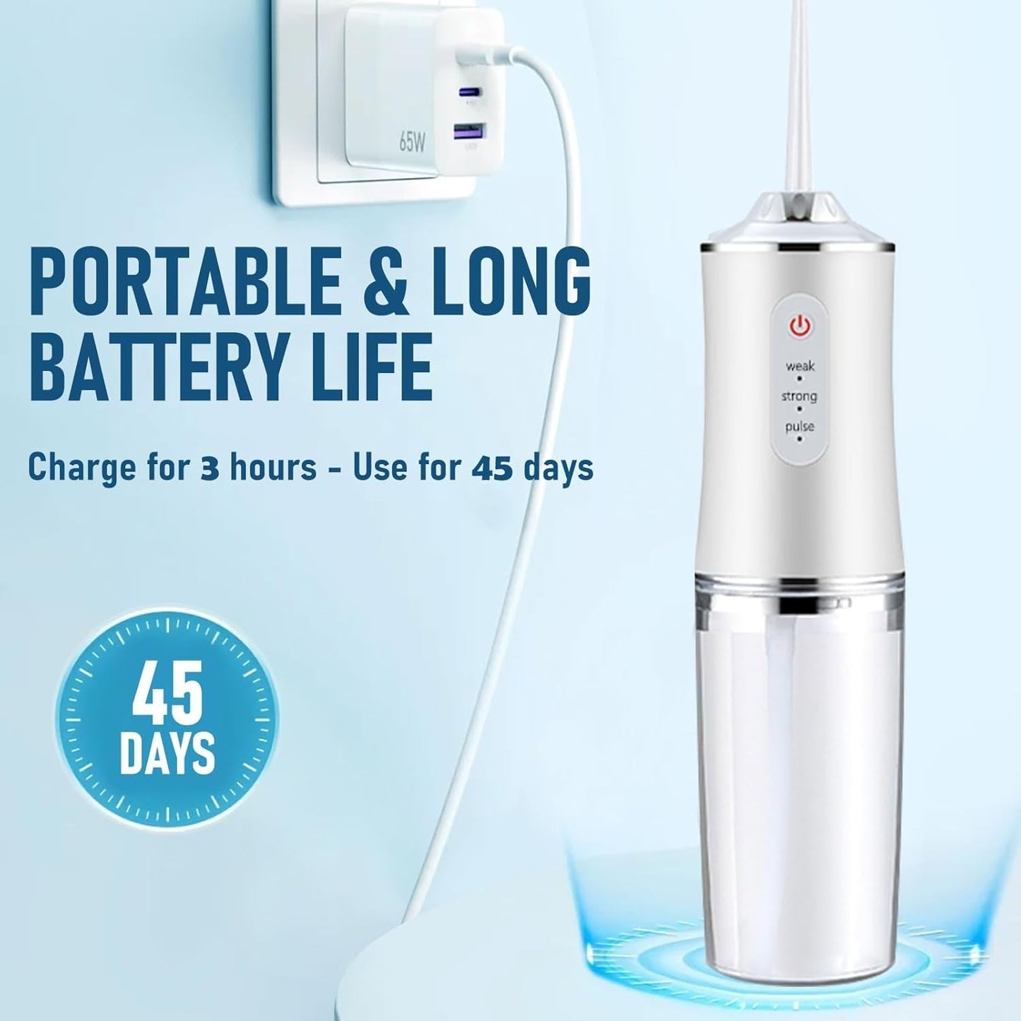 Water Flosser Pick Pik Cordless Teeth 3 Modes 4 Tips Dental Floss Rechargeable