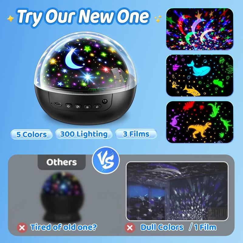 Onefire Night Light for Kids Ball 93 Lighting+3 Films Kids Night Light Projector,Remote+Dimmable Star Projector Dinosaur Toys 360° Ceiling Stars Glow in the Dark Stars,Christmas Gifts for 4 Year Old Boy Birthday Gift Remote Controlled