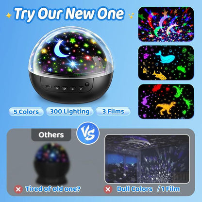 Onefire Night Light for Kids Ball 93 Lighting+3 Films Kids Night Light Projector,Remote+Dimmable Star Projector Dinosaur Toys 360° Ceiling Stars Glow in the Dark Stars,Christmas Gifts for 4 Year Old Boy Birthday Gift Remote Controlled